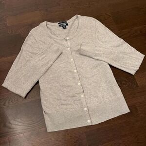 Y2K Vintage Lands' End Supima Cotton Cardigan | Heather Gray | Medium